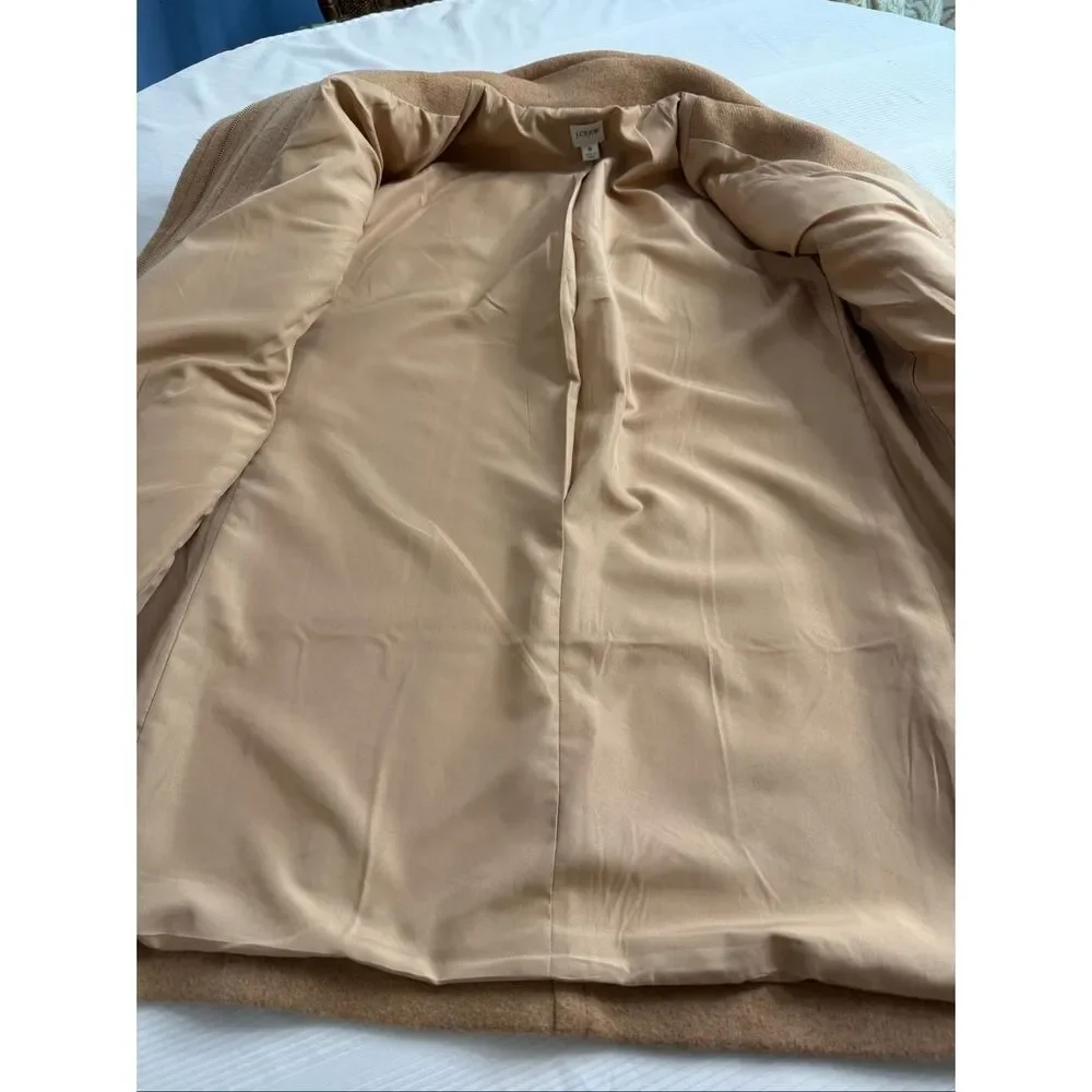 J Crew Acorn Wool Blend Full Zip Mock Neck Long City Coat Overcoat Women’s Sz 8 - Picture 4 of 10